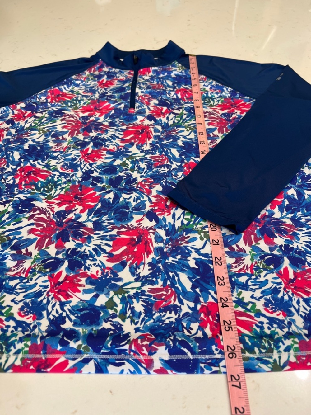 Reel Legends Reel-Tec Long Sleeve Floral Quarter Zip Performance Top XL - Picture 7 of 7